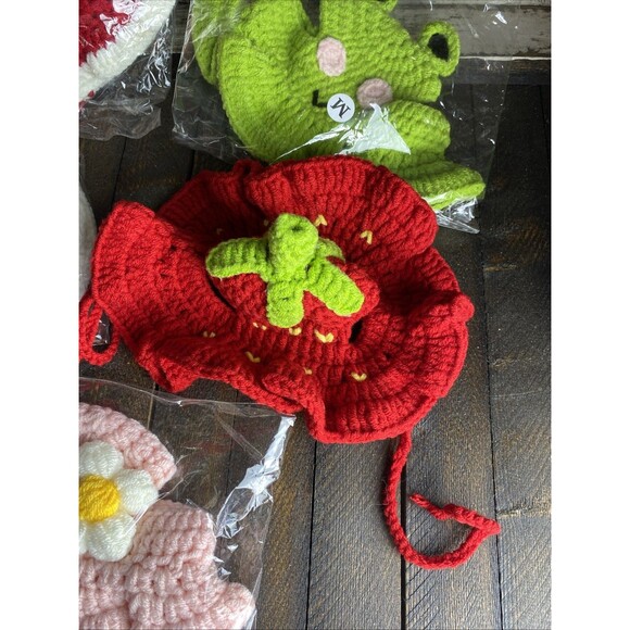 5 Pcs Sz M Cartoon Design Knit Crochet Cute Soft Cat Hat Rabbit Hat Costume - Picture 7 of 8
